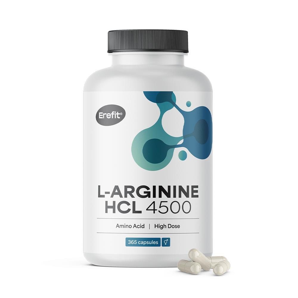 L-arginin HCL 4500 mg kapszulákban.