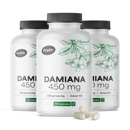 3x Damiana 450 mg – 10:1 kivonat, összesen 300 kapszula
