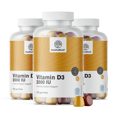 3x D3-vitamin 2000 NE, összesen 360 gumicukor