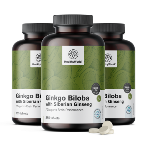 3x Ginkgo biloba szibériai ginzenggel 6600 mg, összesen 1095 tabletta