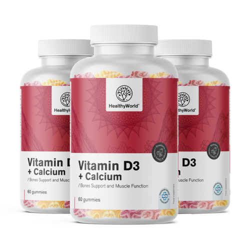 3x D3-vitamin + kalcium – gumicukor  az izmok, csontok és fogak számára, összesen 180 gumicukor