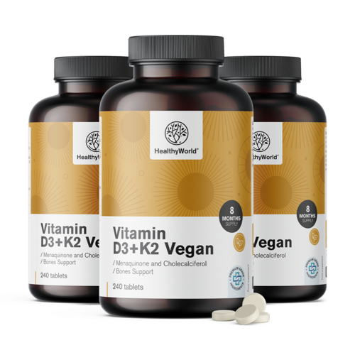 3x Vegán D3+K2 vitamin, összesen 720 tabletta