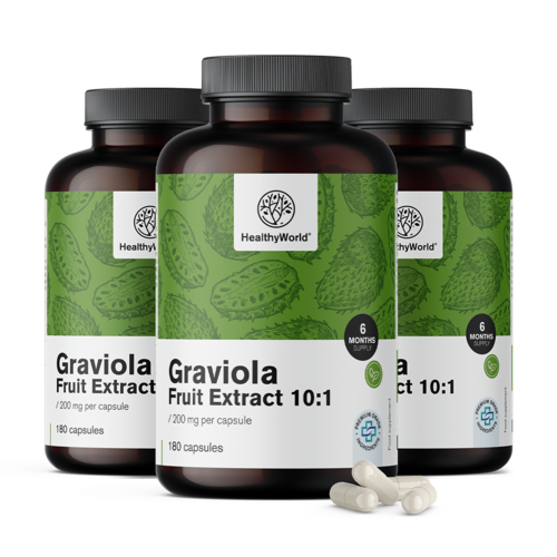 3x Graviola 200 mg – 10:1 kivonat, összesen 540 kapszula