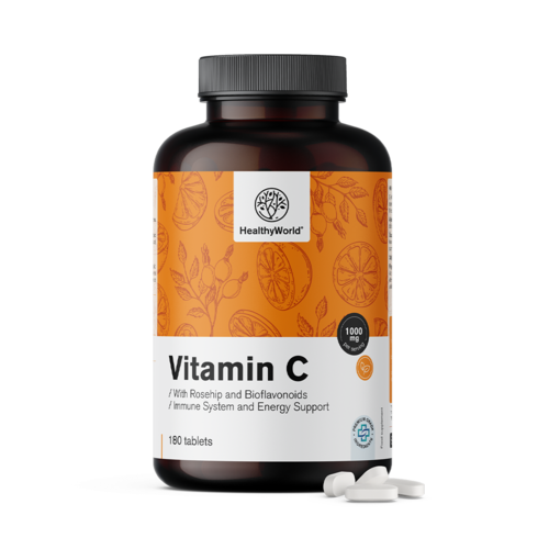 C-vitamin 1000 mg - csipkebogyóval és bioflavonoidokkal, 180 tabletta