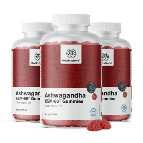 3x Ashwagandha KSM-66 300 mg, összesen 180 gumicukor