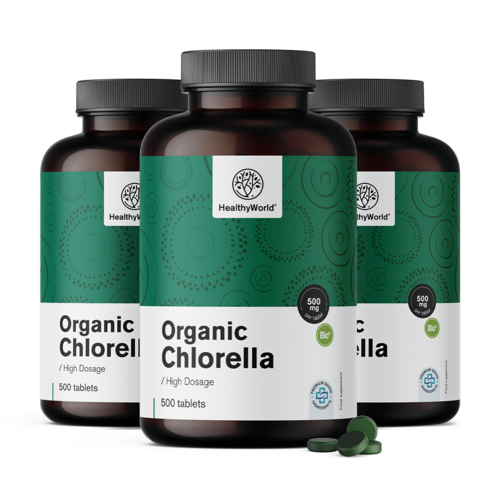 3x BIO Chlorella 500 mg, összesen 1500 tabletta