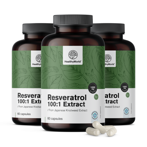 3x Rezveratrol 1000 mg – 100:1 kivonat, összesen 180 kapszula