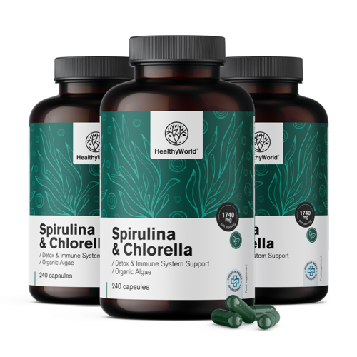 3x Spirulina és chlorella 1740 mg, összesen 720 kapszula