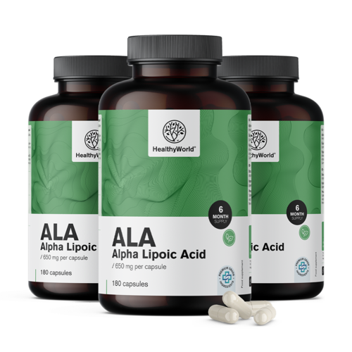 3x ALA – alfa-liponsav 650 mg, összesen 540 kapszula