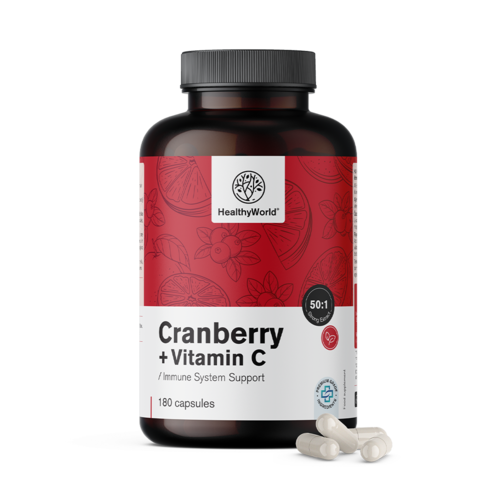 Tőzegáfonya kivonat C-vitaminnal, 180 kapszula