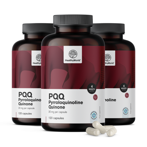 3x PQQ – Pirrolokinolin-kinon 20 mg, összesen 360 kapszula