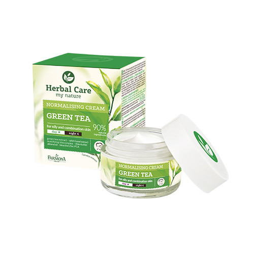 Zöld tea tartalmú arckrém zsíros és kombinált bőrre.