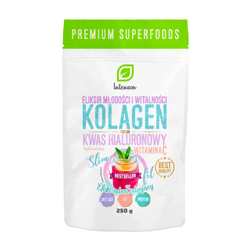 Kollagén + C-vitamin + hialuronsav.