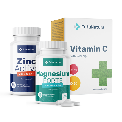 Immunrendszer erősítő csomag: C-vitamin + Cink + Magnézium Forte, készlet