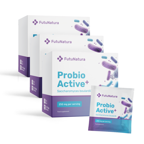 3x Probio Active PLUS - Saccharomyces boulardii 250 mg, összesen 30 zacskó