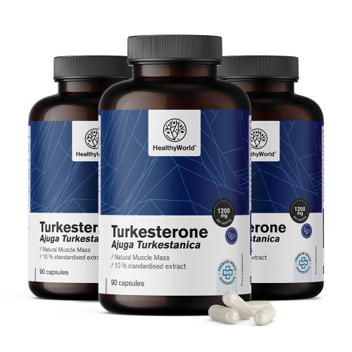 3x Turkesterone 1200 mg, összesen 270 kapszula