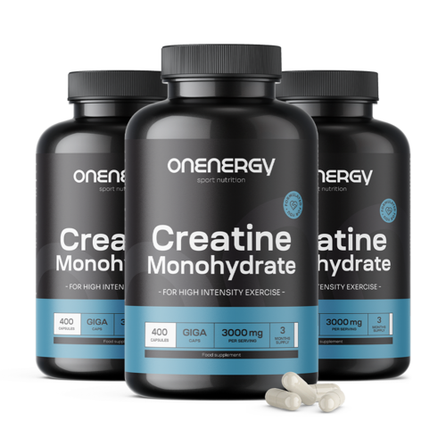 3x Kreatin-monohidrát 3000 mg GIGA CAPS, összesen 1200 kapszula