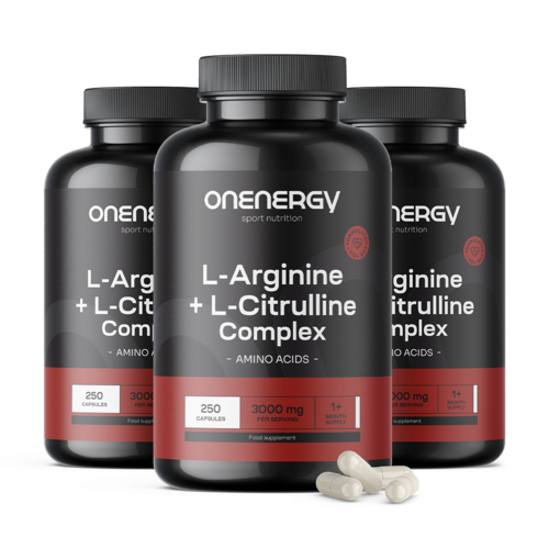 3x L-arginin + L-citrullin komplex 3000 mg, összesen 750 kapszula