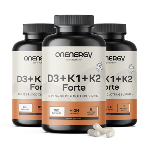 3x D3 + K1 + K2 vitamin FORTE, összesen 540 kapszula