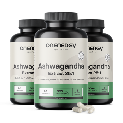 3x Ashwagandha 500 mg – kivonat 25:1, összesen 270 kapszula