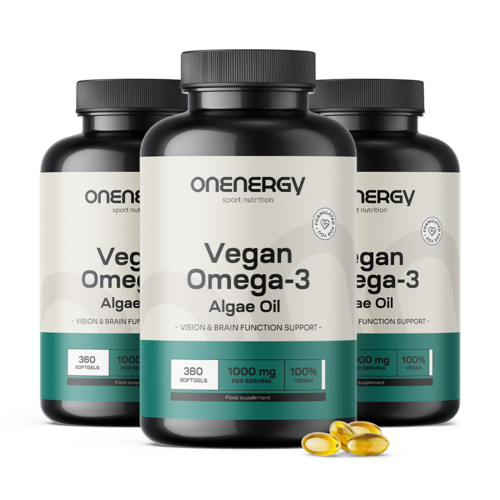 3x Vegán omega-3 algákból 1000 mg, összesen 1080 lágy kapszula