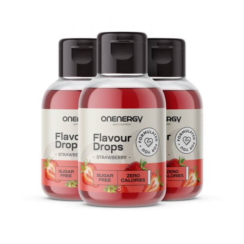 3x Flavour Drops cseppek édesítőszerrel – eper, összesen 150 ml