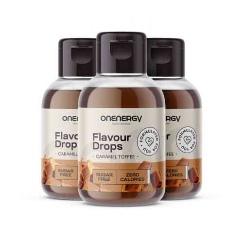 3x Flavour Drops cseppek édesítőszerrel – toffee karamell, összesen 150 ml