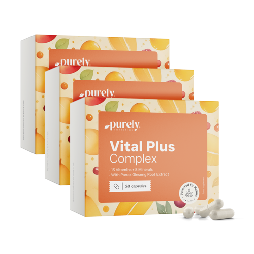 3x Vital Plus Complex – multivitaminok és ásványi anyagok ginzenggel, összesen 90 kapszula