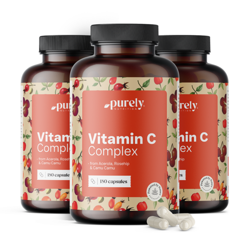 3x C-vitamin komplex – acerolából, csipkebogyóból és camu camu-ból, összesen 540 kapszula