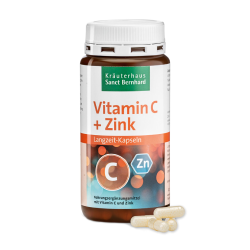 C-vitamin + Cink (lassú felszabadulású), 180 kapszula