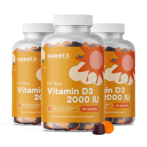 3x D3-vitamin 2000 NE, összesen 450 gumicukor
